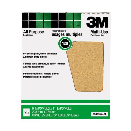 3M 99403NA-CC 9" x 11" 120C Alox Sandpaper